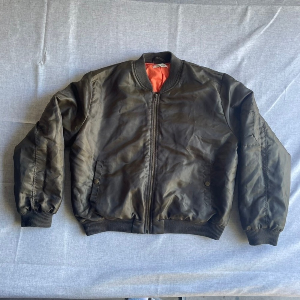 Womens Wild Rose Anthropologie Olive Green Bomber Jacket Full Zip Large Casual